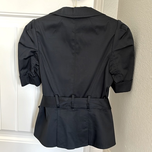 BCBG Max Azria Navy Short Sleeve Belted Blazer - Picture 2 of 10